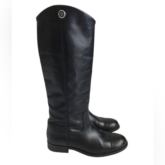 Frye Melissa Button 2 Black Leather Knee High Boots Riding Boots Size 7 - Picture 4 of 16
